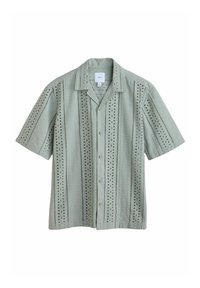 REGULAR FIT-TEXTURED BRODERIE SHORT SLEEVE - Marškiniai - green