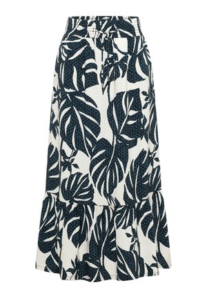 Cecil, MAXI-ROCK MIT SOMMERLICHEM BLÄTTERMUSTER - Falda acampanada - palm breeze green
