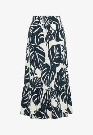 Cecil, MAXI-ROCK MIT SOMMERLICHEM BLÄTTERMUSTER - Falda acampanada - palm breeze green