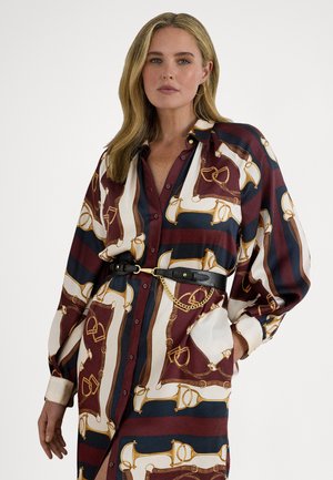 EQUESTRIAN-PRINT TWILL MIDI SHIRTDRESS - Skjortekjole - navy/cream/bordeaux