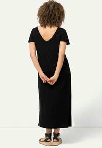 Ulla Popken CAP SLEEVE V-NECK MIDI  - Žerzejové šaty - black