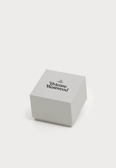 Square, light gray cardboard box with a slightly textured surface. Features black text: "Vivienne Westwood" and a small crown graphic on the lid.