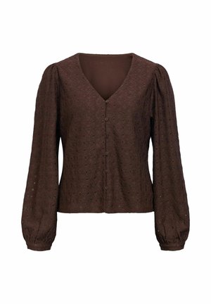 Object, BLOUSE V-NECK PUFF - Blouse - seal brown
