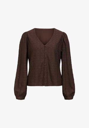 Object, BLOUSE V-NECK PUFF - Blusa - seal brown