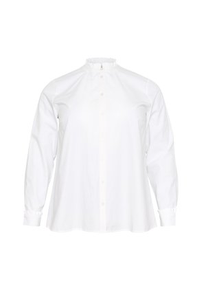 Chemise blanche à manches longues avec un col haut à volants, des manches longues et des poignets ajustés. Réalisée en coton doux avec une silhouette ample.
