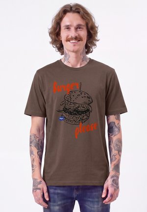 watapparel, BURGER PLEASE UNISEX - Print T-shirt - mocha