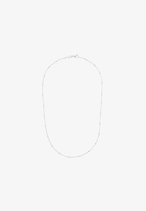 Collana d'argento con una delicata catena, caratterizzata da piccoli accenti sferici distanziati e una chiusura sicura. Design semplice e forma slanciata.