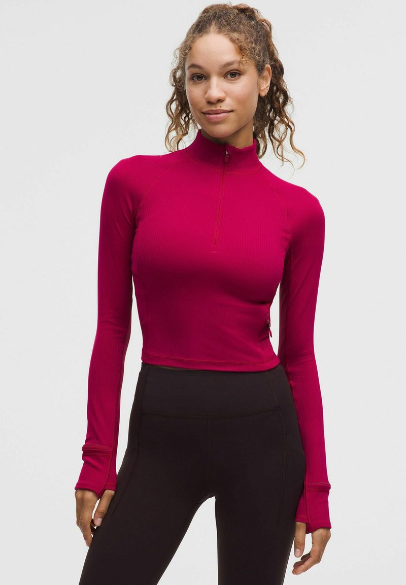 lululemon It's Rulu Ribbed Cropped Half Zip - Sweatshirt - berry rumble ...
