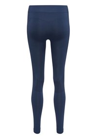 Námořnické legíny vyrobené z pružného materiálu, s vysokým pasem a texturovanými panely s malými perforacemi na dolní části nohy.