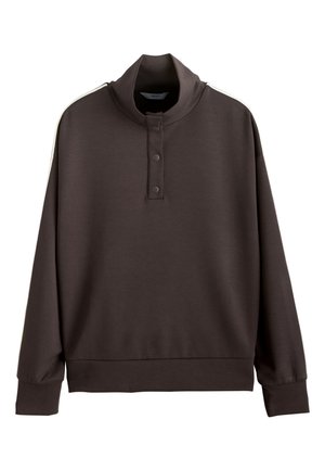 Next, REGULAR FIT - SLINKY SIDE STRIPE POPPERED FUNNEL NECK  . - Sweatshirt - chocolate brown