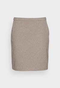 Falda beige a la altura de la rodilla hecha de tejido texturizado. Cuenta con una cintura lisa y un diseño de corte recto. Sin bolsillos ni adornos.