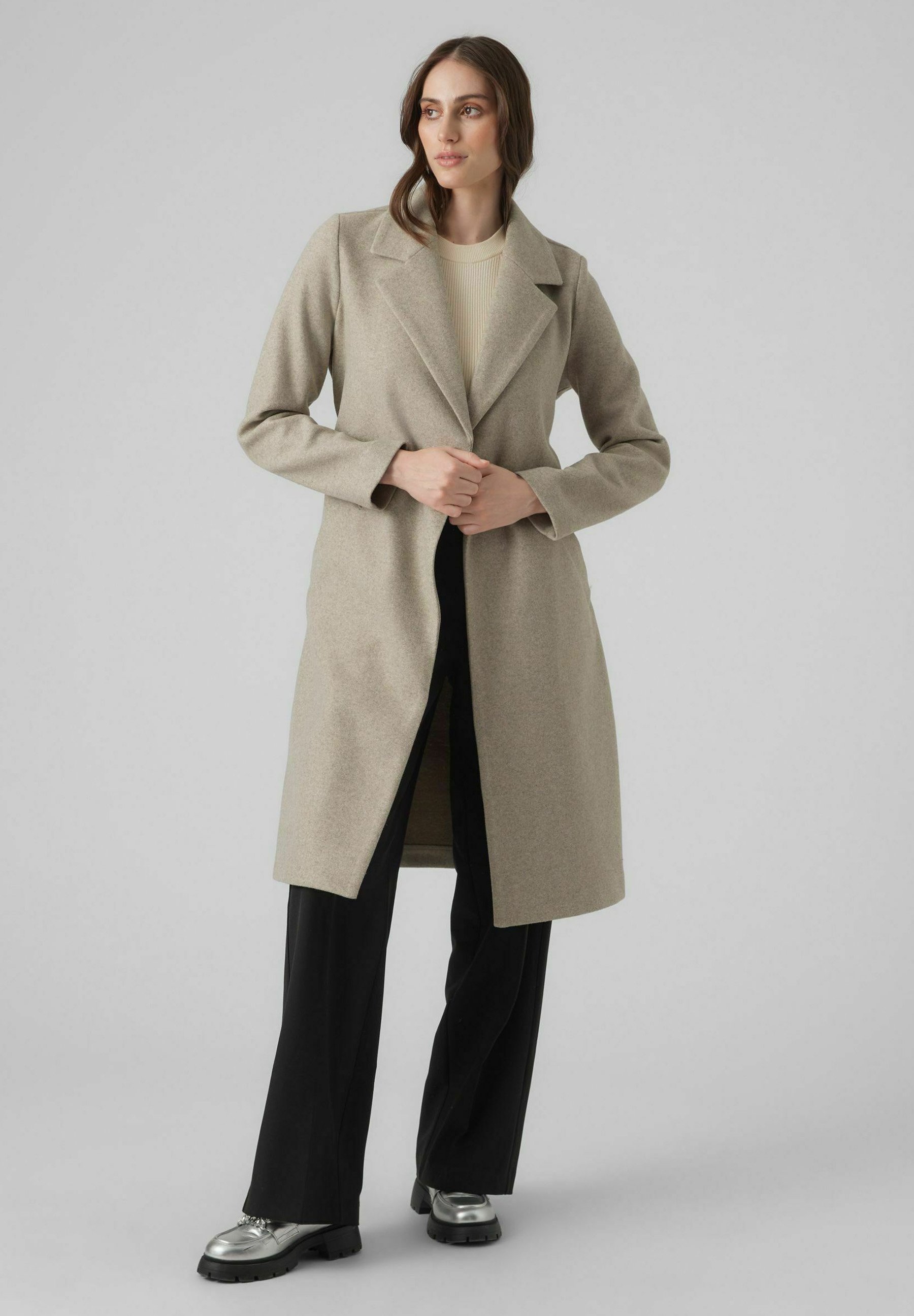 Vero Moda VMFORTUNEAYA LONG - Mantel - silver mink/zilverkleurig