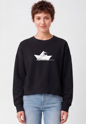 watapparel, ASTRONAUT IN PAPER BOAT - Sweater - black