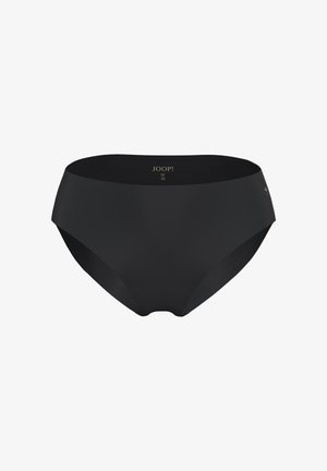 Mutandine nere senza cuciture da donna con vita media, taglia media, con marchio "JOOP!" sulla fascia interna della vita.