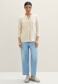 TOM TAILOR Pusero - beige offwhite stripe