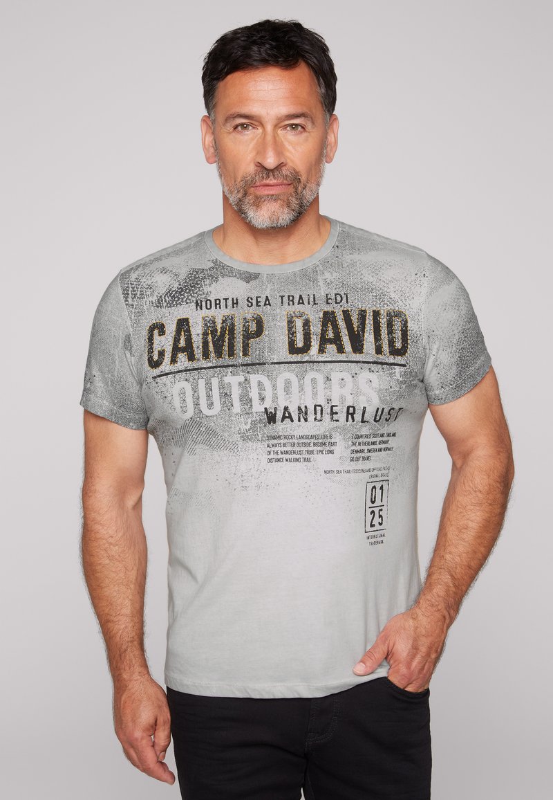 Camp David MIT LOGO IM USED LOOK Print Tshirt polo grey/grey Zalando.de