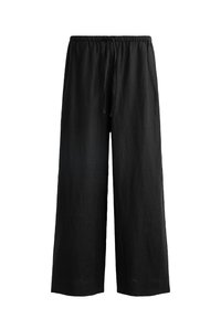 LINEN STRAIGHT-LEG - Housut - black