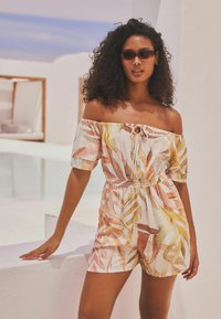 Next OFF SHOULDER TALL  REGULAR FIT - Lühikeste varrukatega bodi - cream botanical
