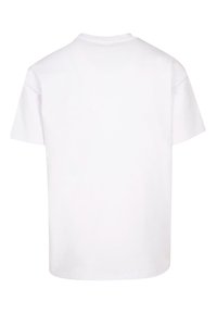 Hvid bomulds t-shirt med korte ærmer, klassisk rund halsudskæring og en ensartet, glat overflade. Ingen synlige mønstre eller designs på bagsiden.