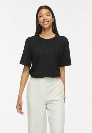 VILA, SHORT SLEEVED TOP VIMONERA ROUND NECK - T-shirt basique - black beauty