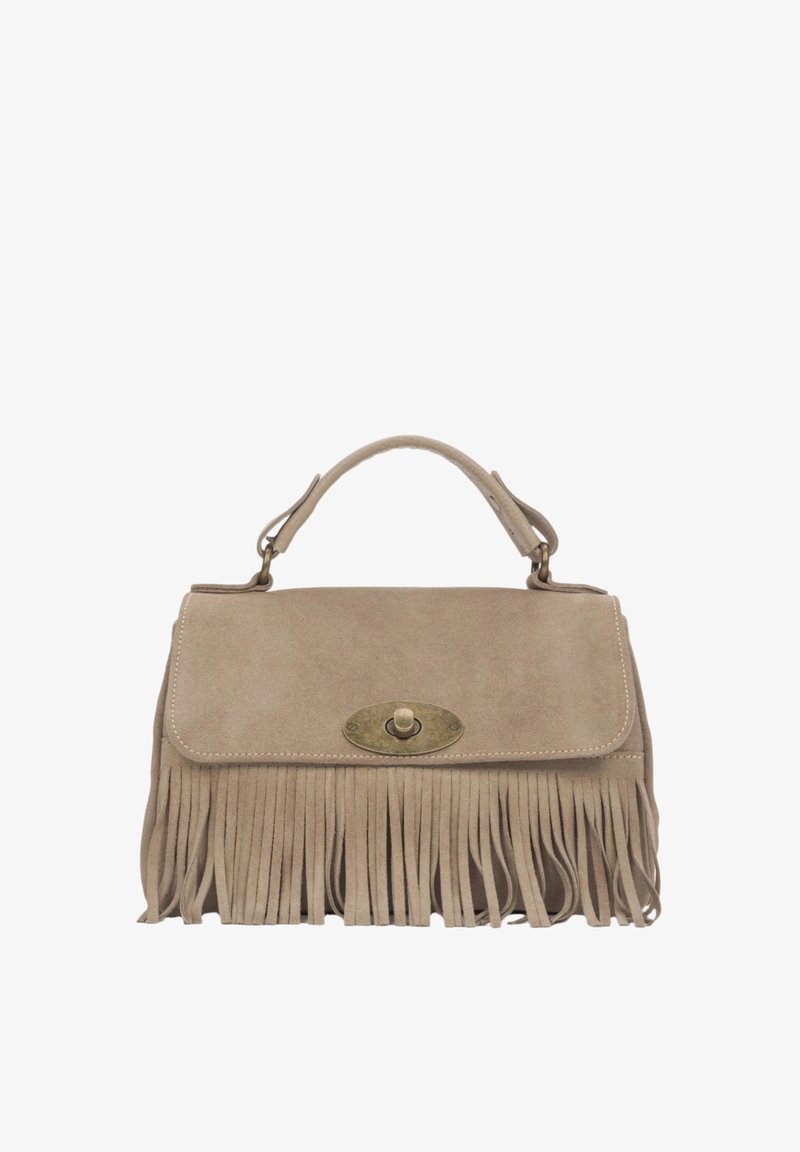 ESTRO WŁOSKIEGO Z FRĘDZLAMI - Handtas - beige