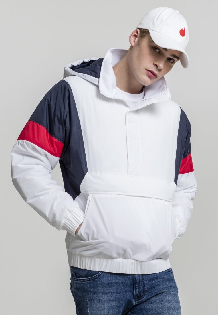 Urban Classics 3-TONE PULL OVER  - Overgangsjakke - white/navy/fire red
