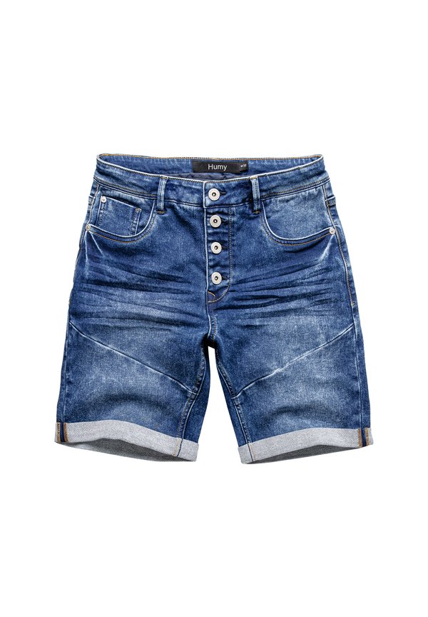 BERMUDA MIT WASCHUN UND UMSCHLAG - Jeans Shorts - dunkelblau