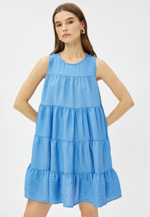 Koton CREW NECK SLEEVELESS TIERED MINI  - Vapaa-ajan mekko - blue