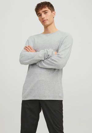 JJEHILL CREW NECK NOOS - Strikkegenser - light grey melange