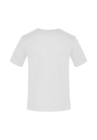 Kurzarm-T-Shirt aus reinem weißen Baumwollstoff. Rundhalsausschnitt mit glatter Textur und geradem Schnitt. Ohne Muster oder Verzierungen.