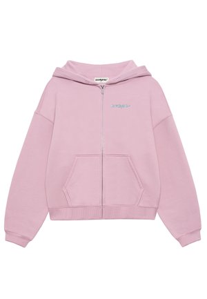 LOW LIGHTS STUDIOS®, SANDED LOGO ZIPPER HOODIE - Lukuga pusa - pink