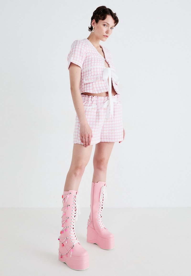 Stivali Donna DREAM PAIRS A Metà Polpaccio Con Plateau E Tacco 10 Cm - Rosa, Punta Quadrata, Taglia 38.5 - 2