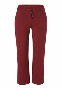 Burgunderfarbene, cropped Hose mit elastischem Bund und Kordelzug. Glattes Material, gerader Schnitt und keine sichtbaren Taschen.
