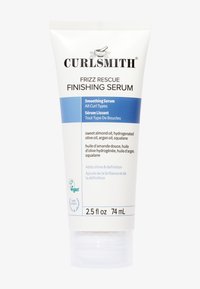 Sérum de finition Curlsmith Frizz Rescue dans un tube pour tous les types de boucles, contenant des huiles d'amande, d'olive, d'argan, du squalane, végan, 74 mL.