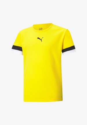 Puma TEAMRISE - Sport T-Shirt - gelbschwarzweiss