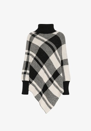 Cream LIVIA PONCHO - Džemperis - black white check