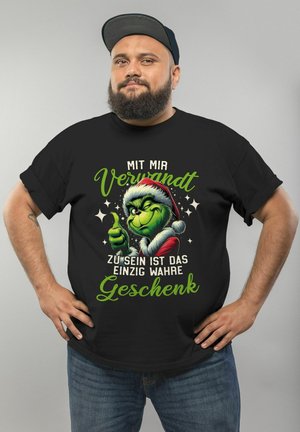 WEIHNACHTEN SPRUCH LUSTIG DAS EINZIG WAHRE GESCHENK GRINCH ANTI XMAS - Print T-shirt - schwarz