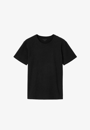 Czarna bawełniana koszulka z krótkim rękawem i okrągłym dekoltem, z subtelnym haftowanym logo na lewej piersi.