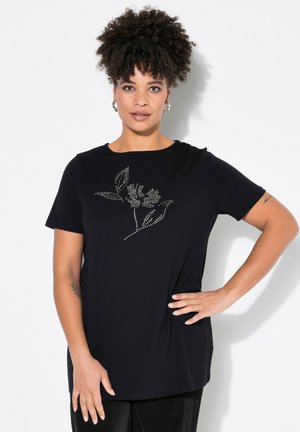 ZIERSTEINCHEN-BLUME HALBARM - T-shirt imprimé - black