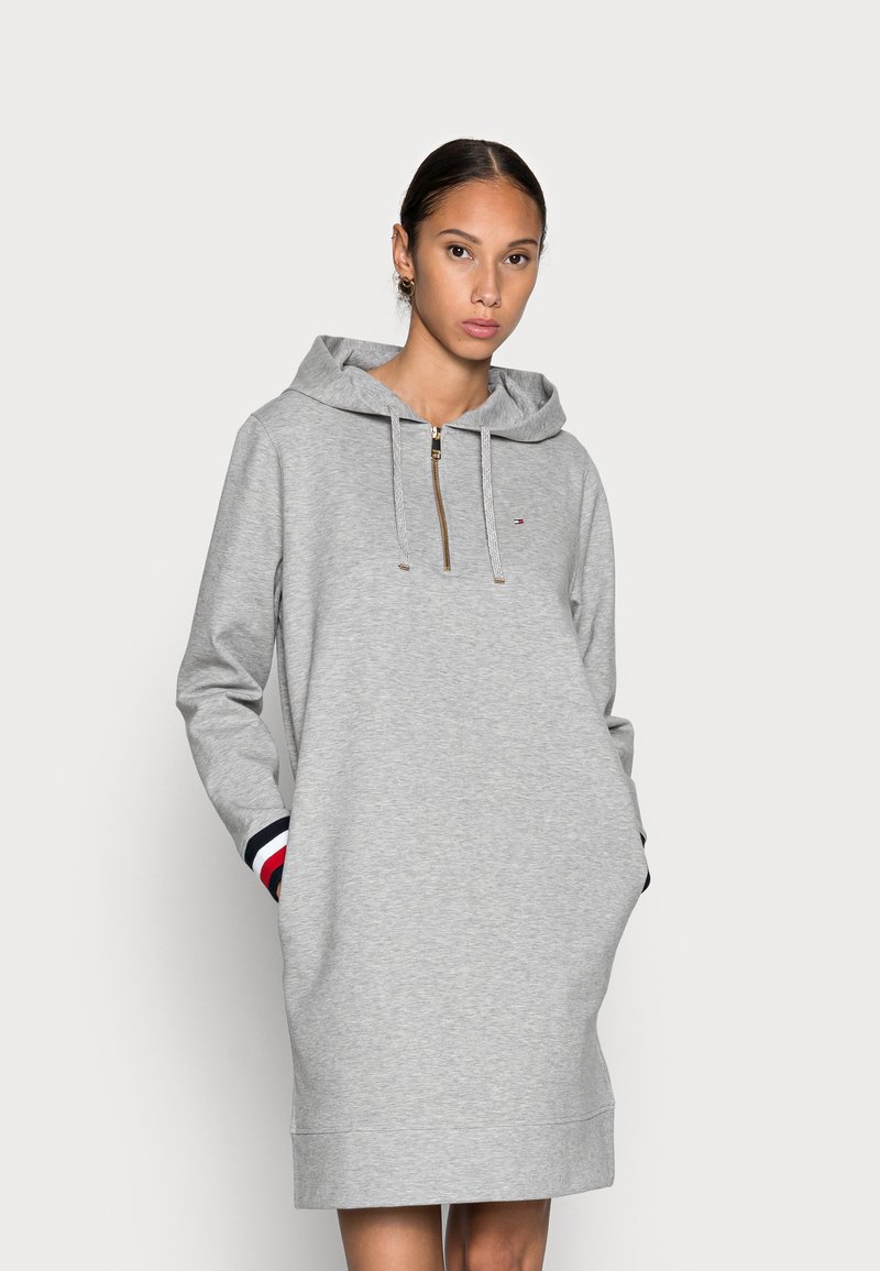 Tommy Hilfiger INTERLOCK HOODIE SHORT DRESS - Vestido de dia - light grey heather