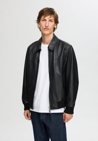 Selected Homme SLHDEON JACKET - Chaqueta de cuero - black