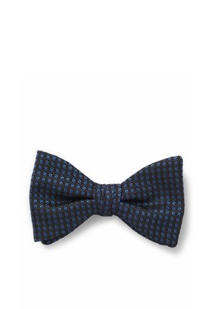 Mustansiniset ruutukuvioitu teksturoitu rusetti symmetrisellä solmulla, esitetty tasaisena valkoisella taustalla.