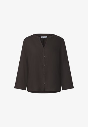Street One, 3/4-ARM BLUSE MIT SPLIT NECK - Bluse - black coffee