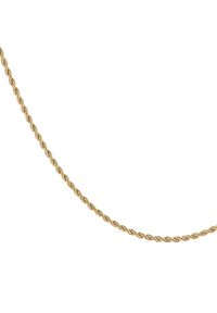 Collana in oro a catena con design a corda attorcigliata su sfondo bianco.