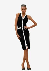 Lipsy MONO TIPPED HALTER NECK  MIDI  - Paitamekko - black
