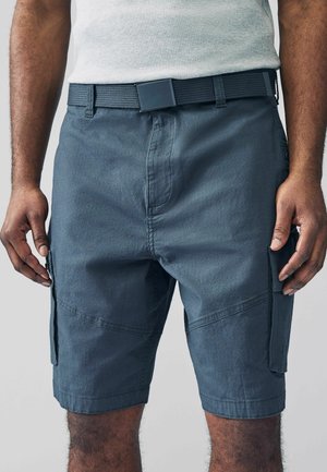 REGULAR FIT BELTED CARGO - Šortai - blue