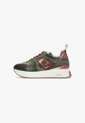 LIU JO, LIU JO VELVET-EFFECT PLATFORM SNEAKERS - Baskets basses - dark brown