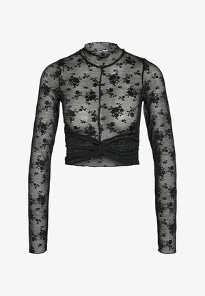 Musthave mustvalge pitsi musta värvi läbipaistev pikkade varrukatega peegel on põhjustatud lillemustriga, ümar kaelus ja volditud esiosa. Kerge kangas tagab vormitud ilme.