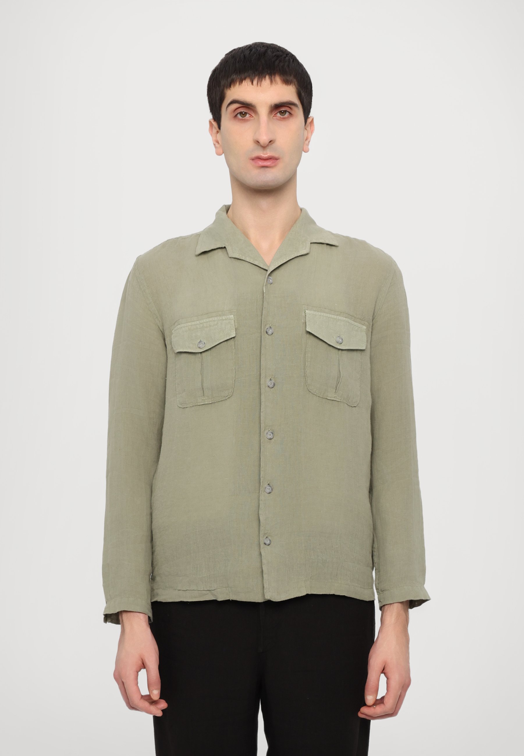 120% Lino LONG SLEEVE REGULAR FIT MEN - Shirt - cactus/green
