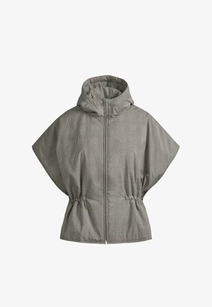 OYSHO, CHECK CAPE-STYLE QUILTED GILET - Cape - camel